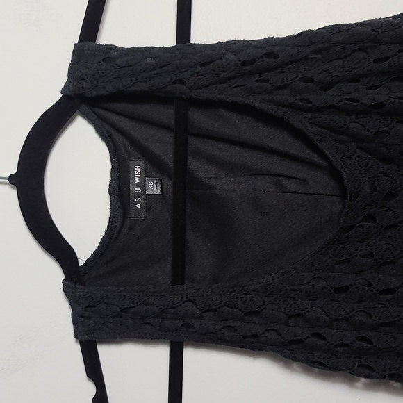 AS U WISH Black High Low Crochet Lined Dress Size XS - Picture 9 of 16